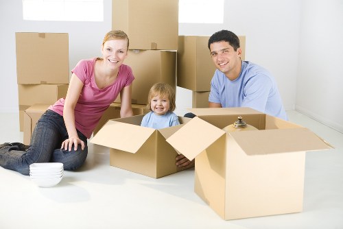 Moving van and boxes prepared for a local move in Rush Green