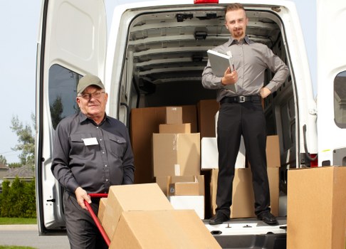 Packed household items ready for transport during a Rush Green removal