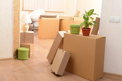Checklist and packed boxes for a local business relocation