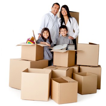 Movers navigating stairs and tight access in a Rush Green property